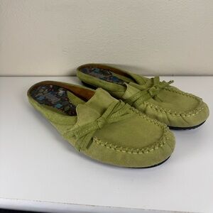Vintage Y2K Bongo Daydreamer Green Suede Slip on Loafer Size 9 Womens
